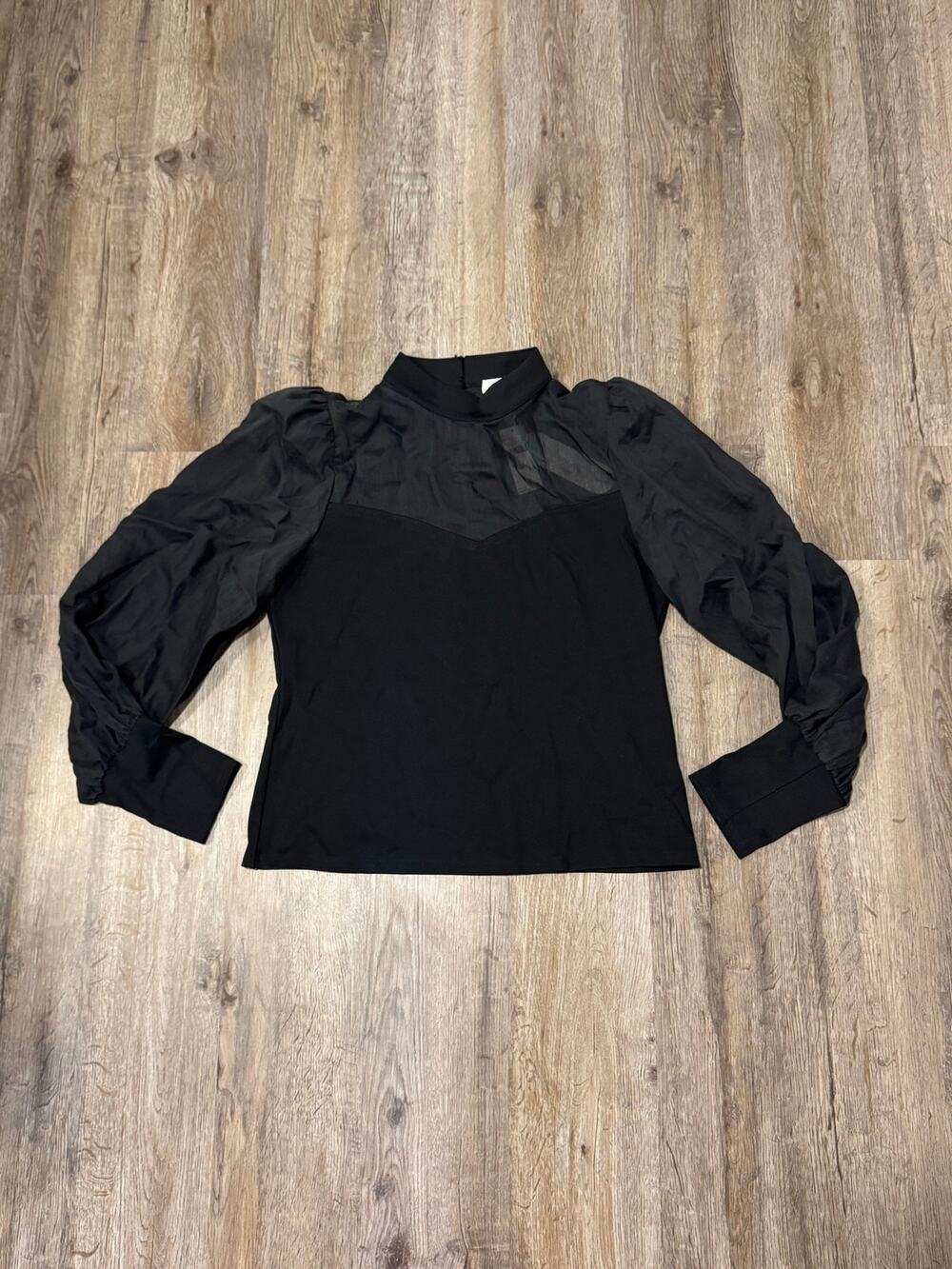Flat White Anthropologie Women's Bishop-Sleeve Blouse Size Medium